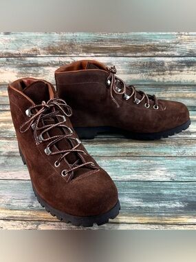 THE ALPS BY FABIANO Vintage Hiking Mountaineering Boots 7.5 Vibram Brown Suede